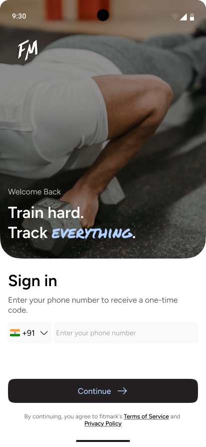 Fitmark member app sign-in with phone OTP